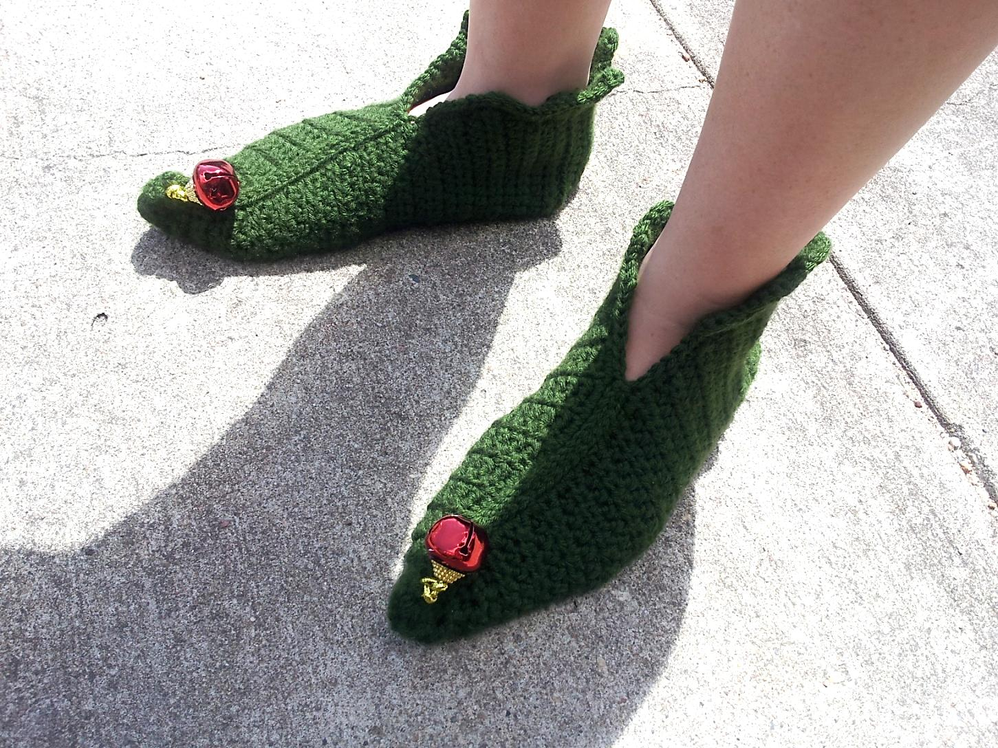 Crochet Slippers Pattern Free Shushs Handmade Stuff Elf In Green Crochet Slippers Pattern Free