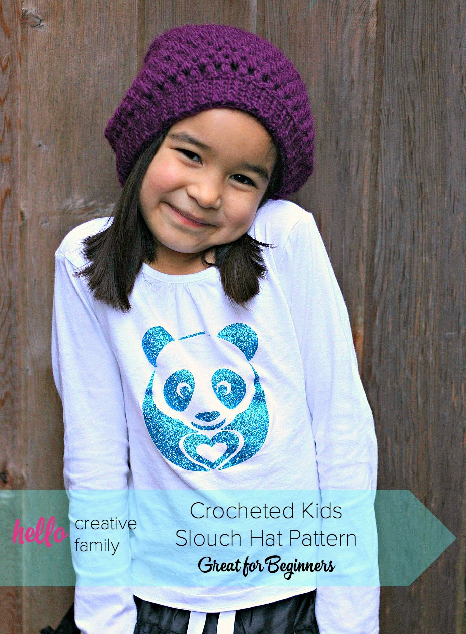 Crochet Slouchy Hat Pattern Free Sew Creative Crocheted Kids Slouch Hat Pattern Great For Beginners
