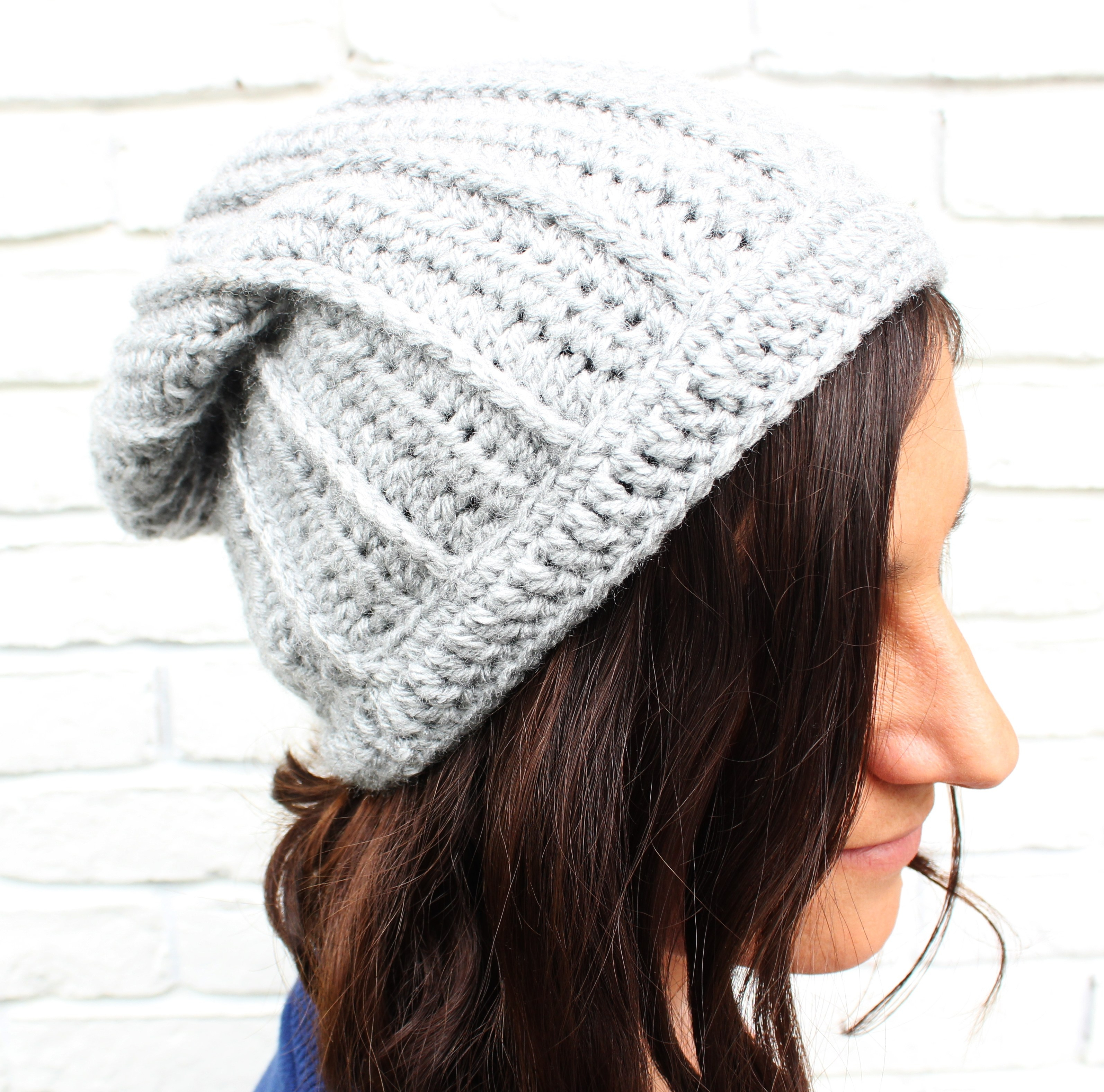 Crochet Slouchy Hat With Brim Pattern Free Crochet Slouchy Hat Pattern Knit Look Crochet Hat