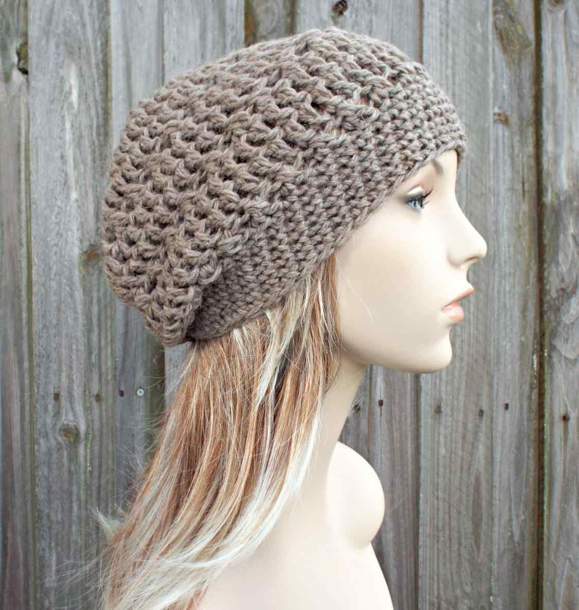 Crochet Slouchy Hat With Brim Pattern Pattern Taupe Womens Criss Cross Beanie Undyed Rhpinterestcom Free