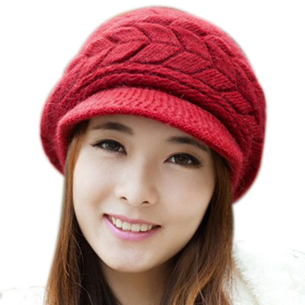 Crochet Slouchy Hat With Brim Pattern Womens Winter Hats For Women Slouchy Openings Fluffy Knit Beanie