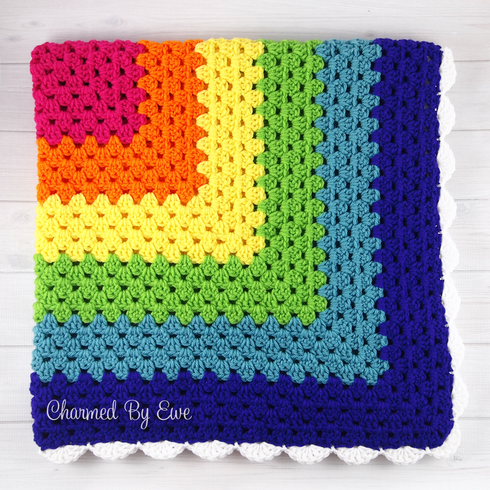 Crochet Squares Patterns Rainbow Granny Square Throw Charmed Ewe