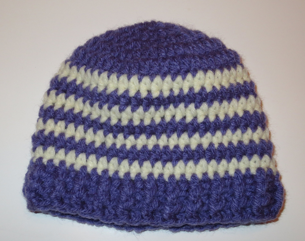 Crochet Striped Beanie Pattern Ba Ribbed Band Hats My Recycled Bags