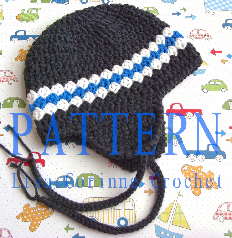 Crochet Striped Beanie Pattern Boy Earflap Hat Easy Crochet Pattern Striped Beanie Cap Etsy