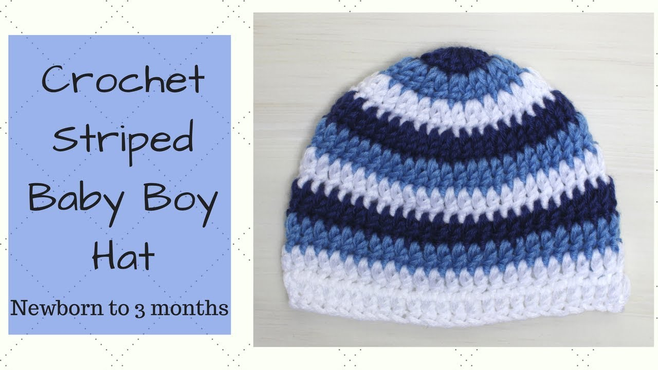 Crochet Striped Beanie Pattern Crochet Striped Ba Boy Hat Newborn To 3 Months Youtube