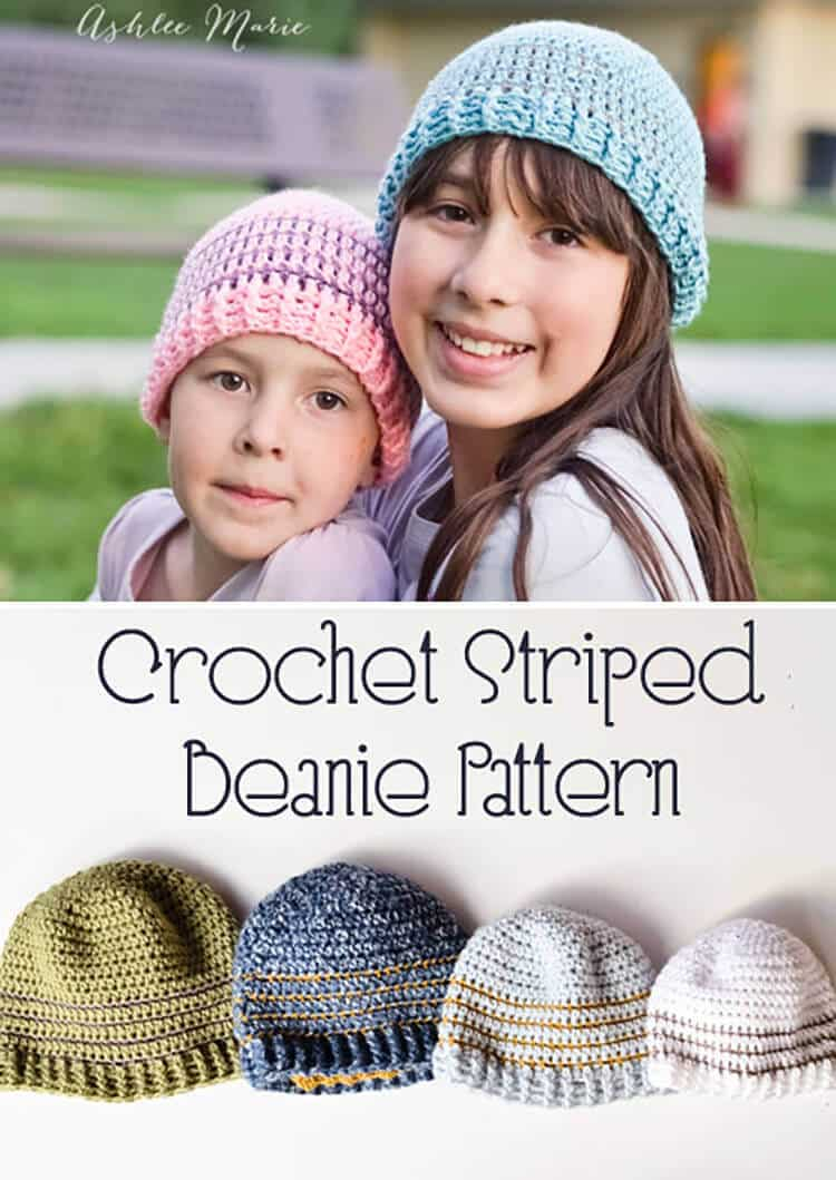 Crochet Striped Beanie Pattern Crochet Striped Beanie Pattern Multiple Sizes Ashlee Marie Real