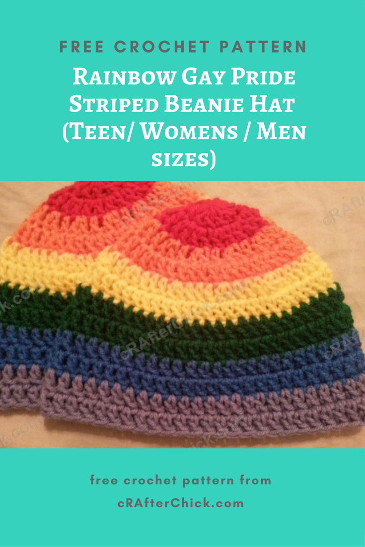 Crochet Striped Beanie Pattern Rainbow Gay Pride Striped Beanie Hat Crochet Pattern For Teen
