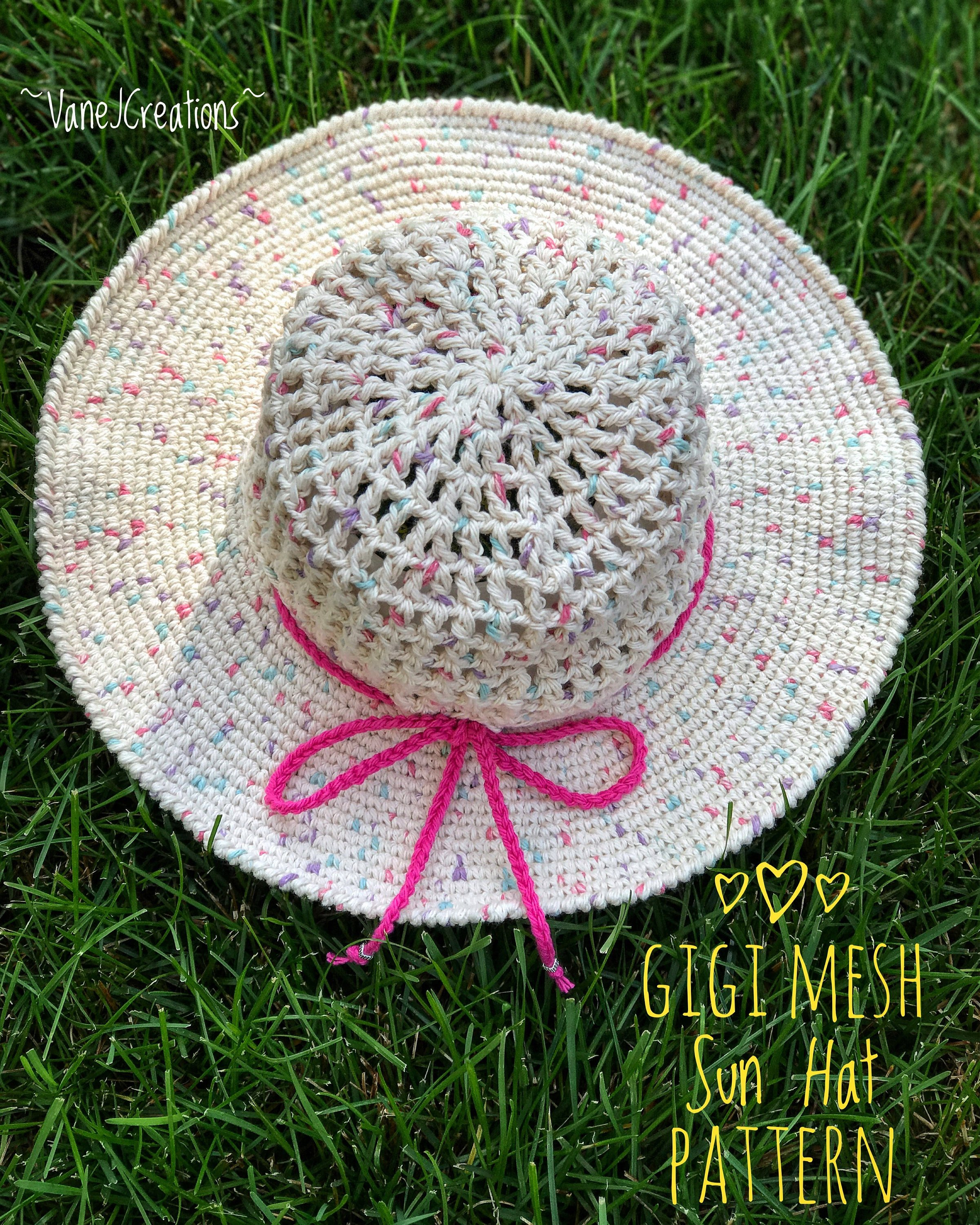 Crochet Sun Hat Pattern Gigi Mesh Sun Hat Pdf Pattern Instant Download Crochet Sun Etsy