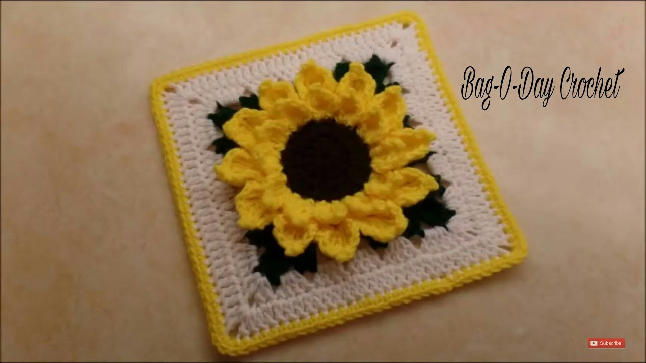 Crochet Sunflower Pattern How To Crochet Sunflower Granny Square 10 Bagoday Tutorial 326