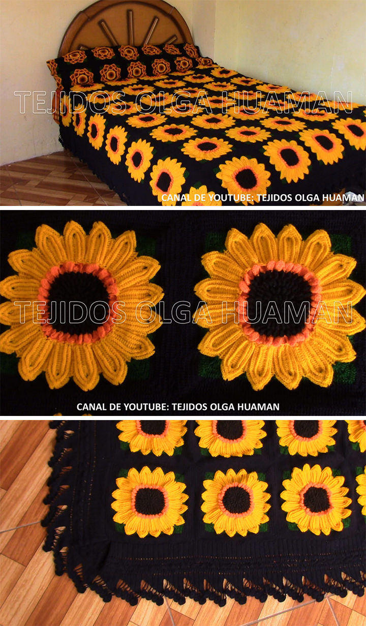 Crochet Sunflower Pattern How To Make Crochet Sunflower Blanket Crochetbeja