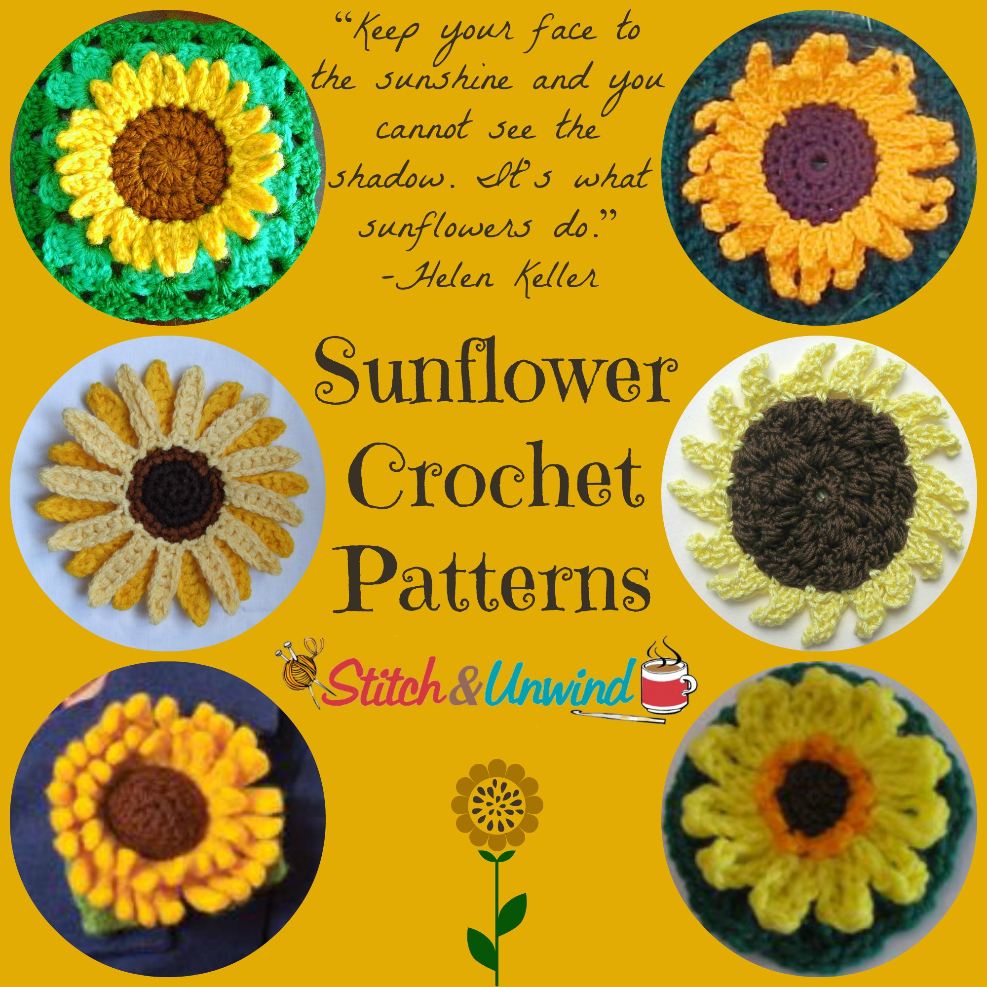 Crochet Sunflower Pattern Plan Ahead For Sunshine 13 Sunflower Crochet Patterns Stitch And