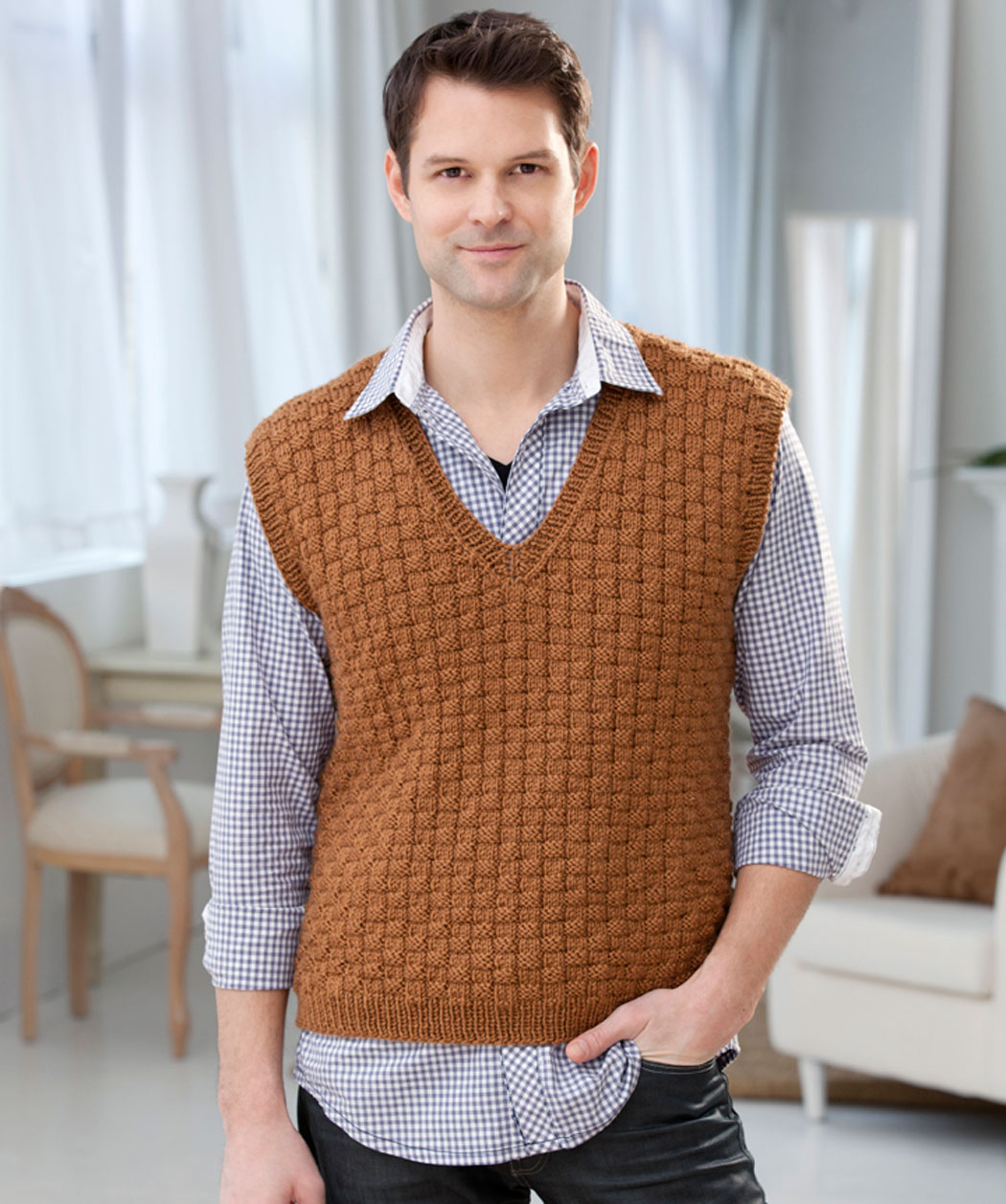 Crochet Sweater Vest Pattern Free 36 Knit And Crochet Patterns For Men Red Heart