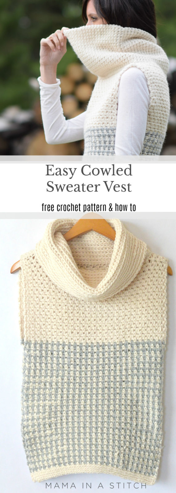 Crochet Sweater Vest Pattern Free Easy Crochet Cowled Sweater Vest Mama In A Stitch