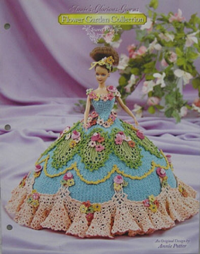 Crochet Sweet Pea Flower Pattern Annie Potter Flower Garden Glorious Gown Sweet Pea Crochet Bed Doll