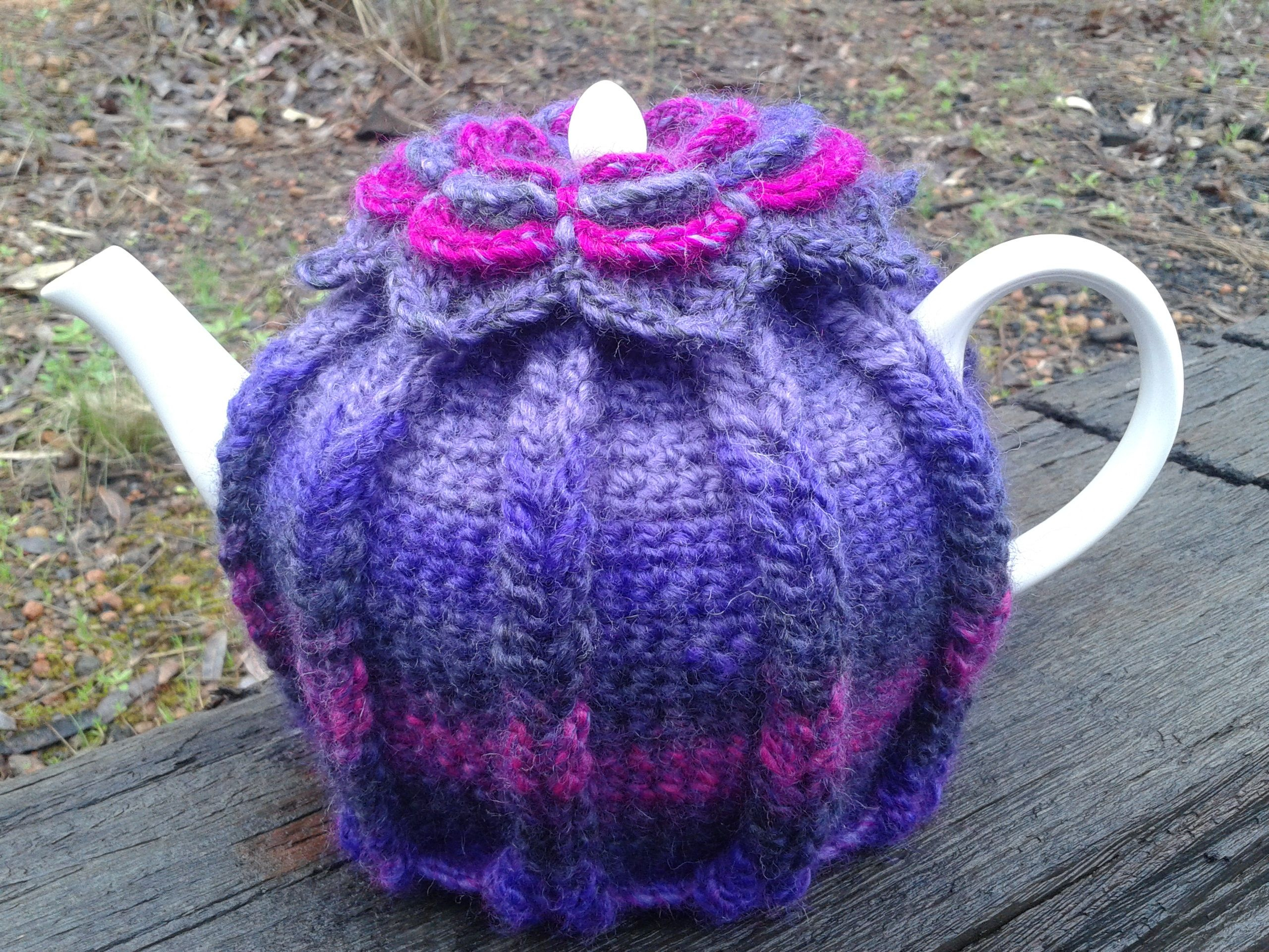 Crochet Sweet Pea Flower Pattern Hot Hibiscus Tea Cozy Subdued Version Made Using Moda Vera