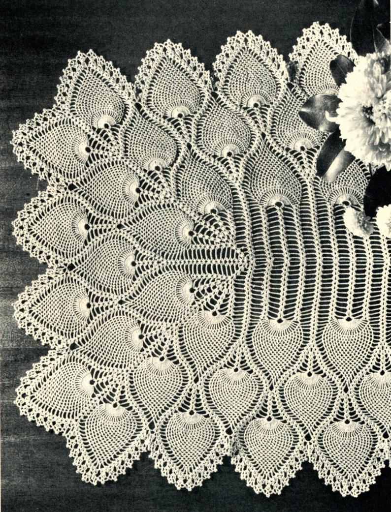 Crochet Table Runner Patterns 1940s Pineapple Crochet Table Runner Pattern Heirloom Etsy