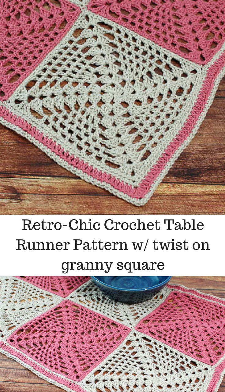 Crochet Table Runner Patterns Retro Chic Crochet Table Runner Pattern W Twist On Granny Square