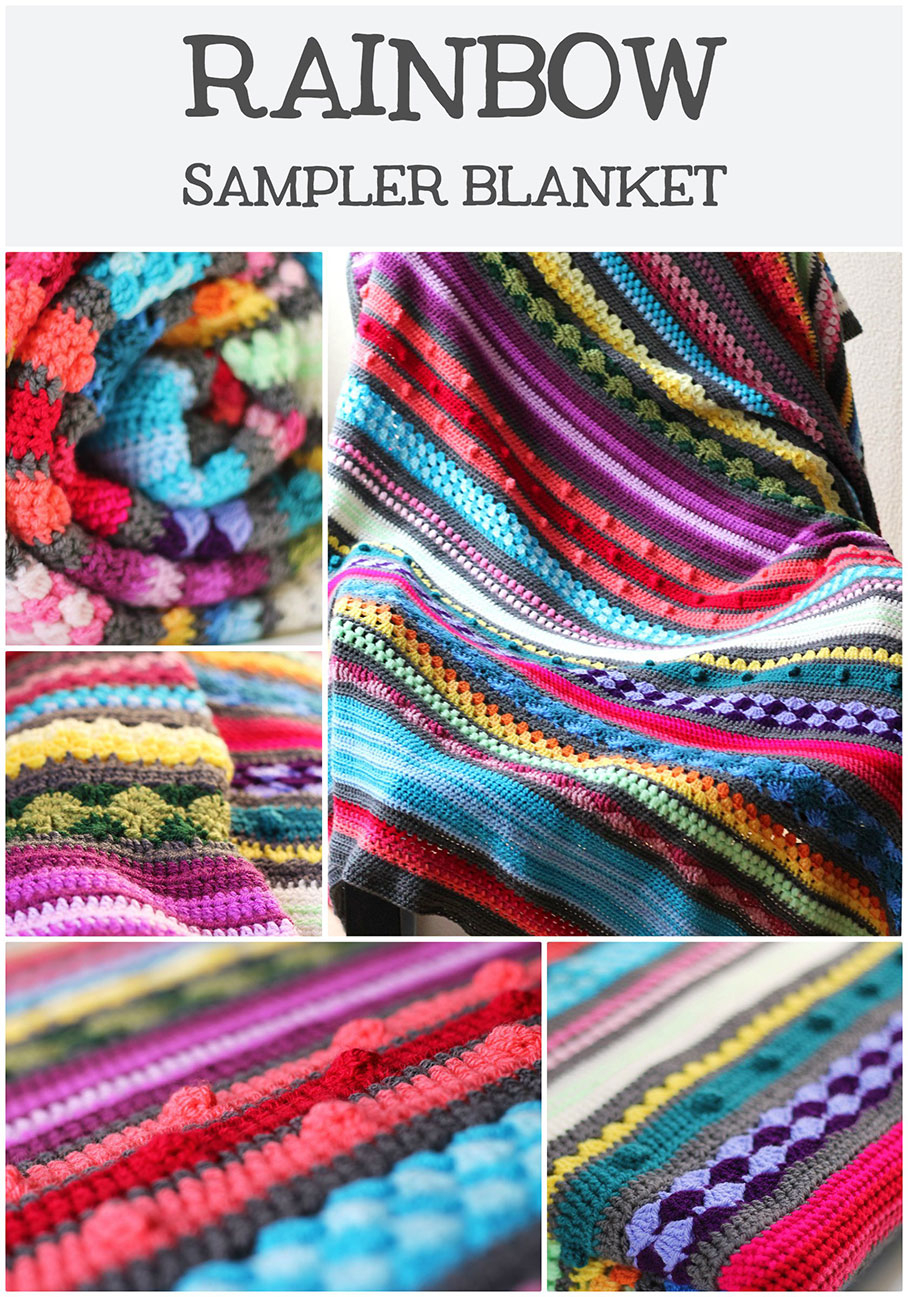 Crochet Throw Patterns Uk Free Crochet Pattern Colourful Rainbow Sampler Blanket Haakmaarraak