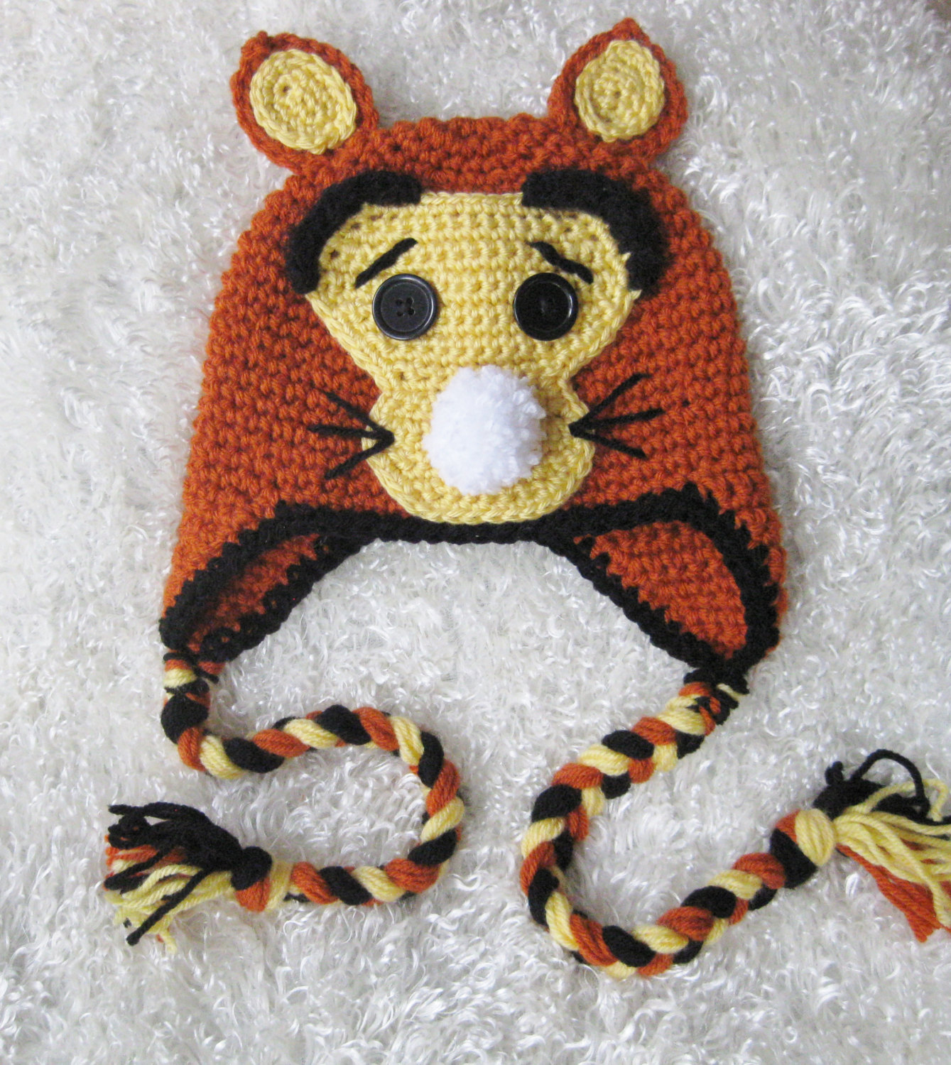 Crochet Tigger Hat Pattern Free Tigger Hat Halloween Costume Disney Character Winnie The Etsy
