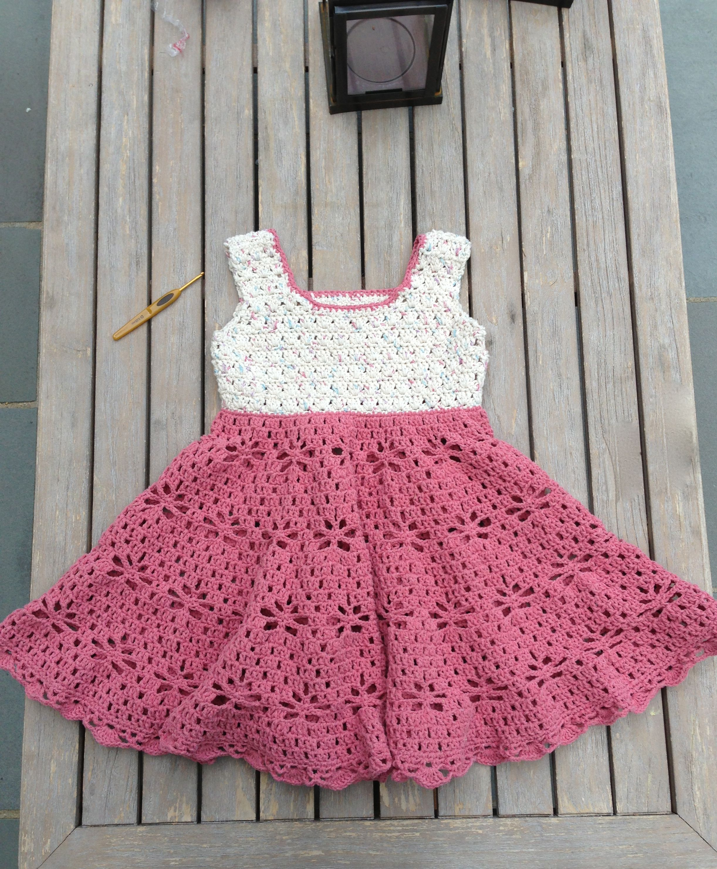 Crochet Toddler Dress Pattern Little Girls Vintage Style Dress Free Pattern Waist 12 Outside