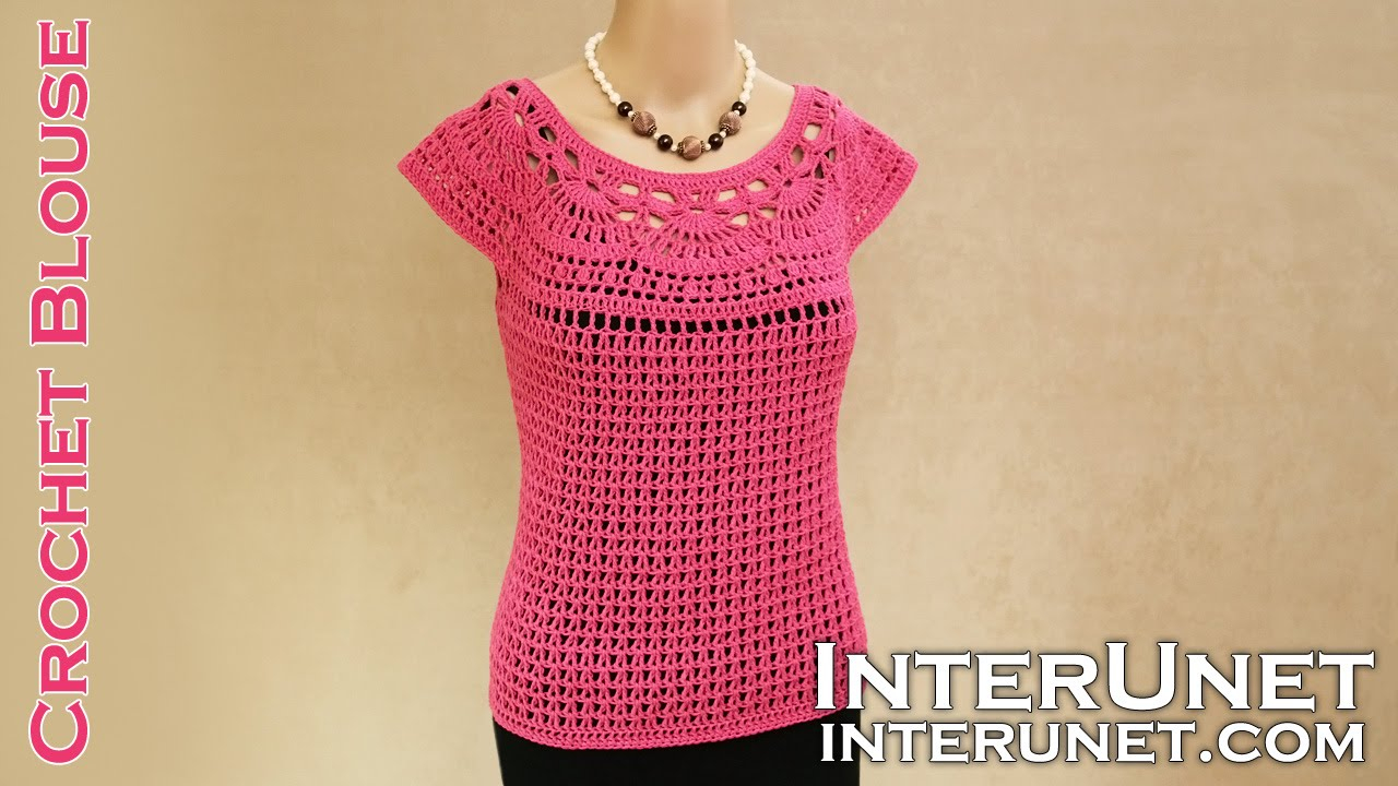 Crochet Top Pattern Lace Summer Top Pink Camellia Blouse Crochet Pattern With Spanish