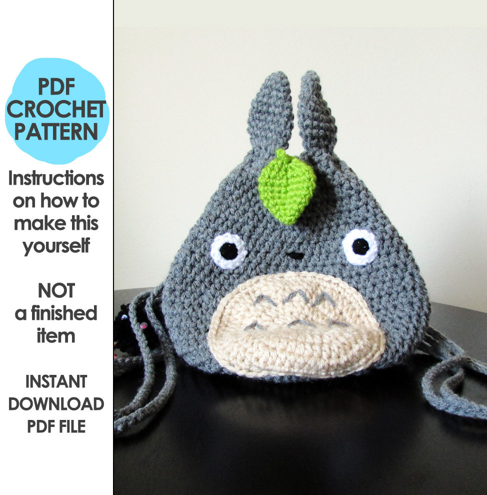 Crochet Totoro Hat Pattern Totoro Crochet Pattern Totoro Mini Backpack Crochet Backpack Etsy