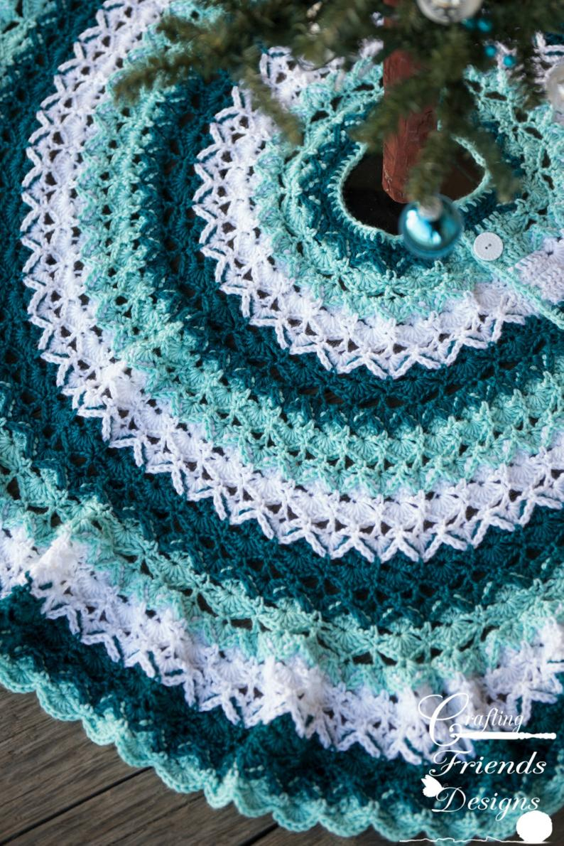 Crochet Tree Skirt Pattern Crochet Pattern Beautifully Textured Christmas Tree Skirt Etsy