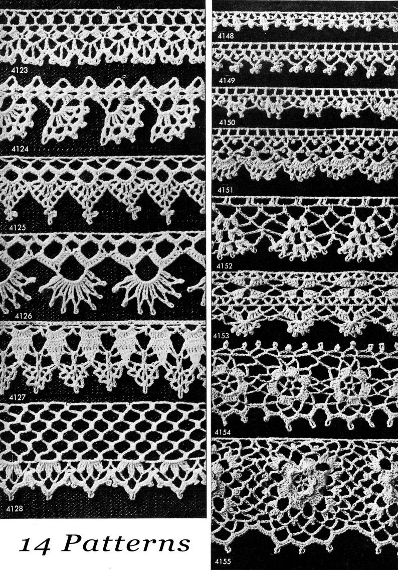 Crochet Trim Patterns Crochet Trim Patterns 14 Pieces Lace Edge Immediate Download Etsy