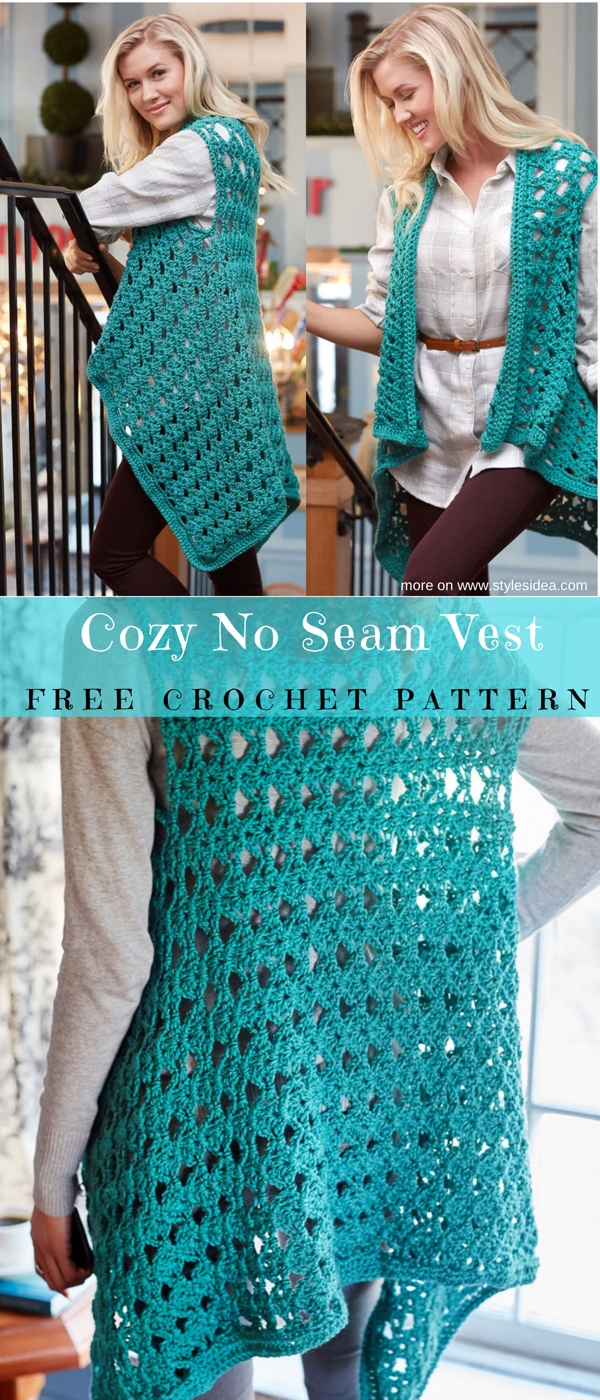 Crochet Vest Patterns Cozy No Seam Vest Crochet Pattern Free Styles Idea