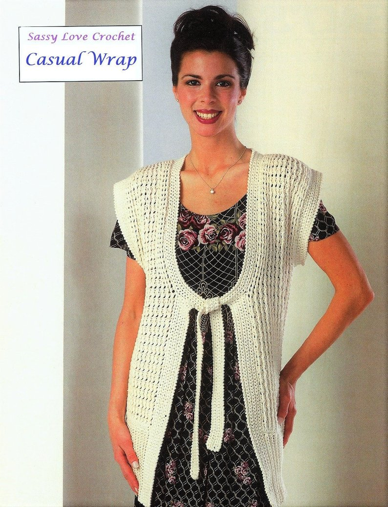 Crochet Vest Patterns Crochet Wrap Vest Pattern Duster Style Womens Crochet Etsy