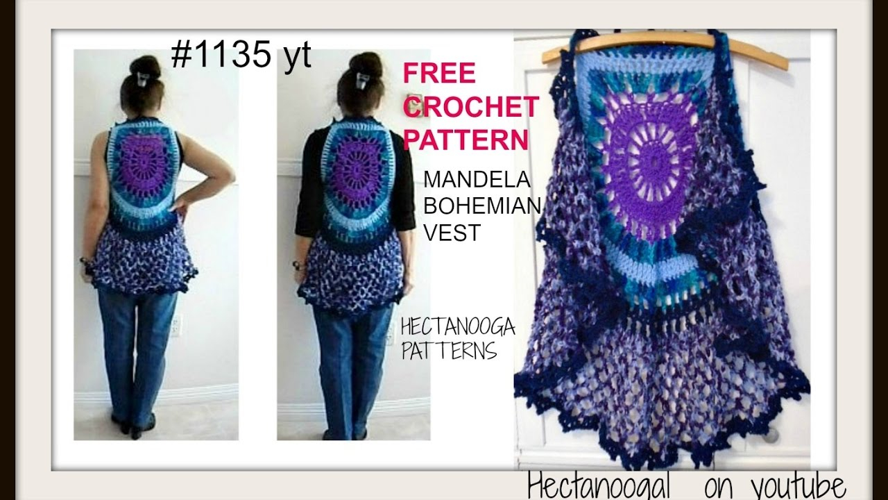 Crochet Vest Patterns Mandala Bohemian Crochet Vest Gypsy Vest Sweaters Tops Free