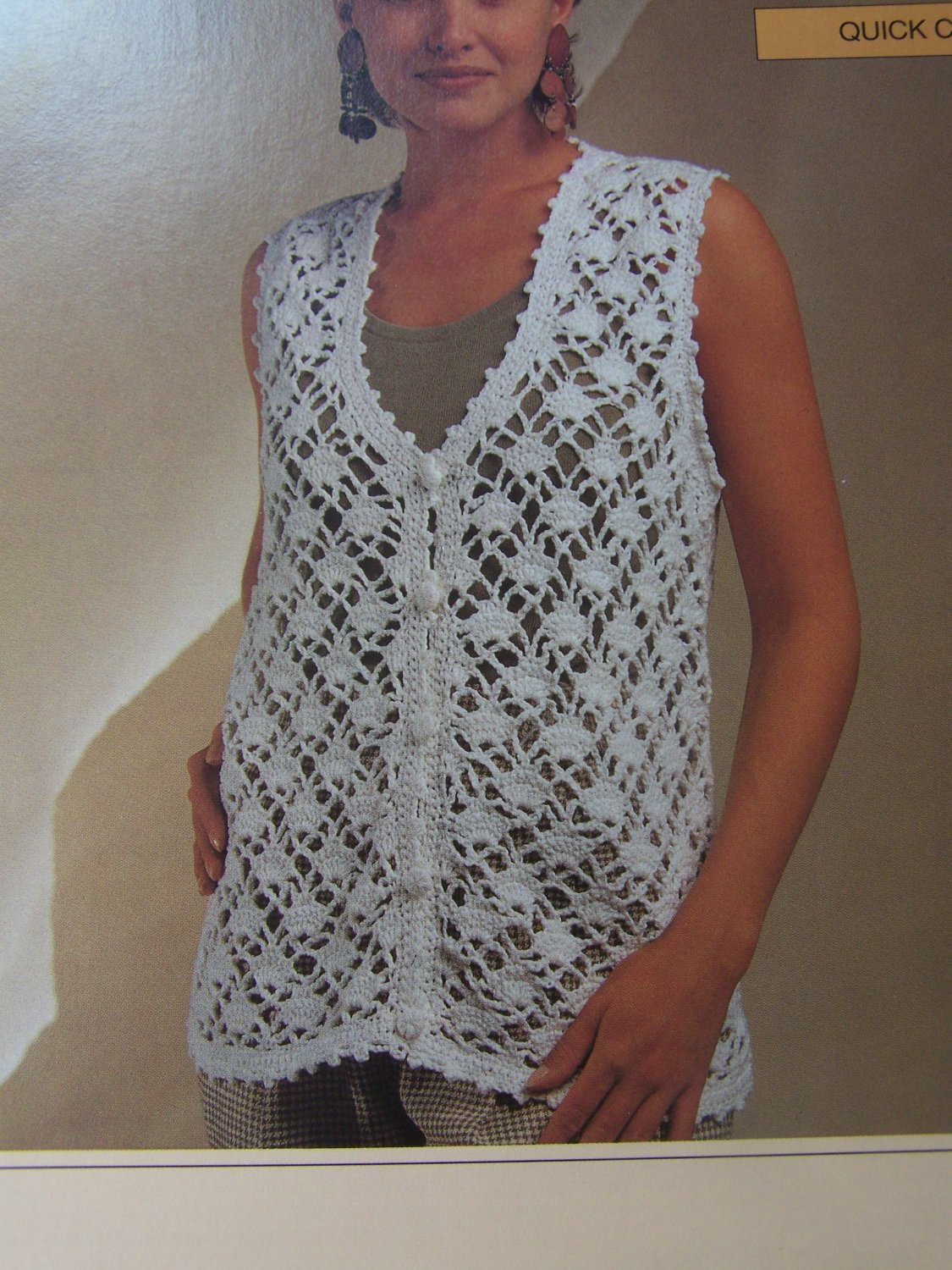 Crochet Vest Top Pattern New Bernat Ladies Clothing Crochet Patterns Diamond Lace Vest Lacy