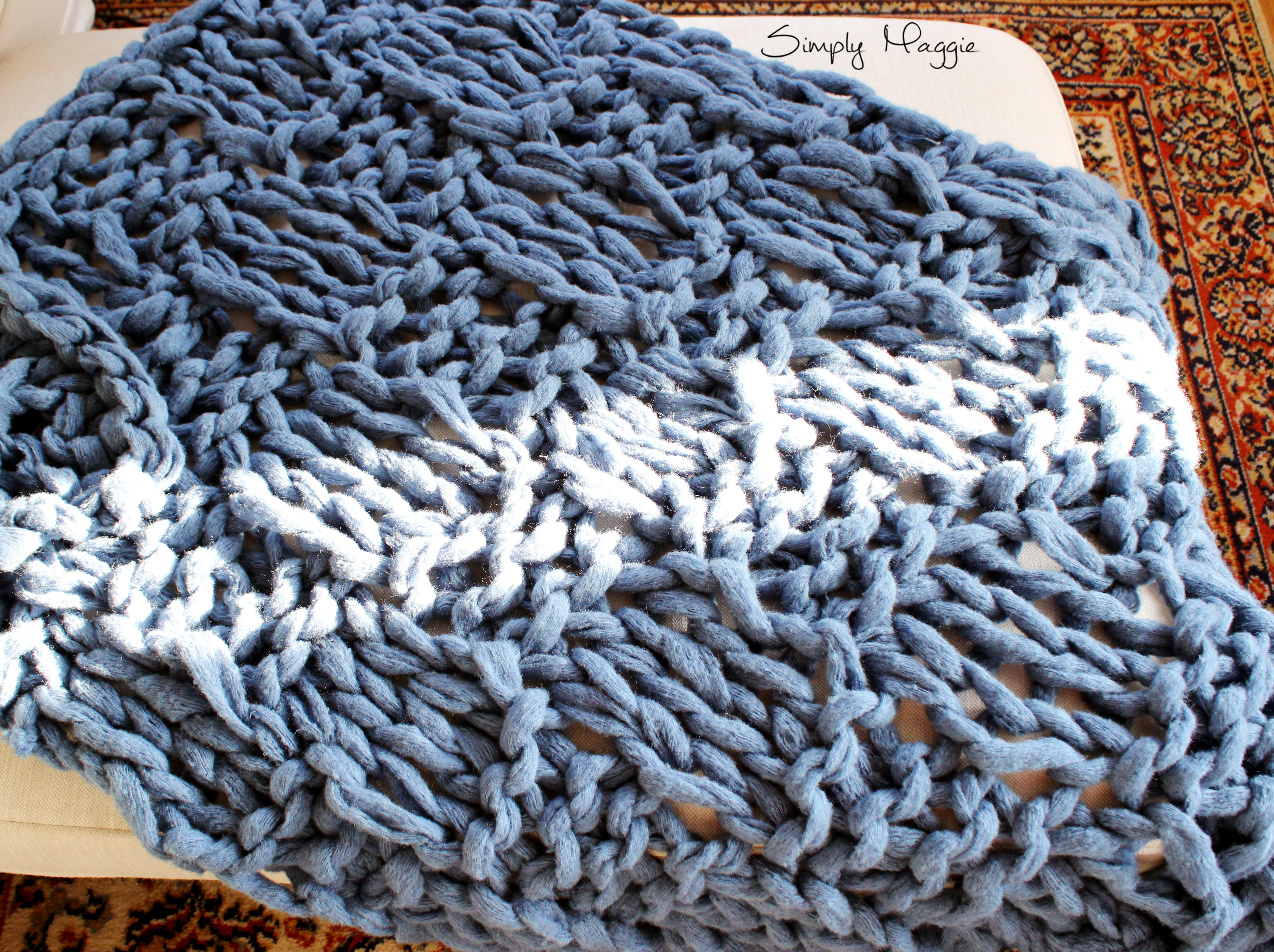 Crochet Weave Blanket Pattern How To Arm Knit A Basket Weave Stitch Blanket Simplymaggie