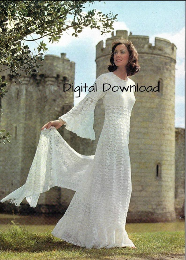 Crochet Wedding Dress Pattern Crochet Wedding Dress Pattern Vintage Romantic Hippie Boho Etsy