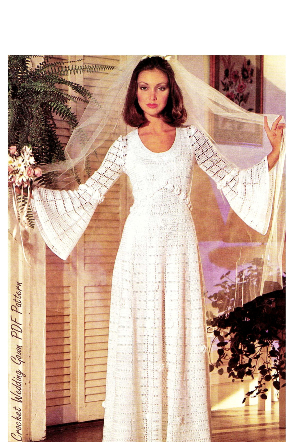Crochet Wedding Dress Pattern Vintage Crochet Wedding Dress Pdf Pattern Kinsiewoolshop