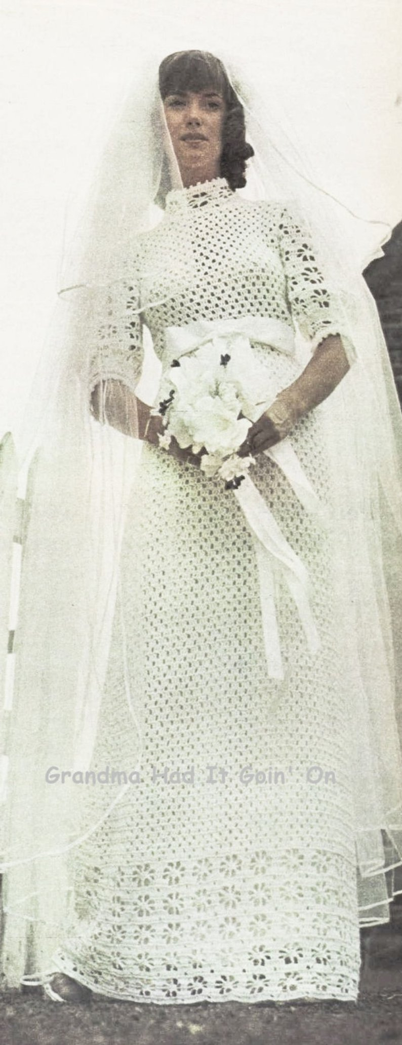 Crochet Wedding Dress Patterns Crochet Wedding Dress Pattern Romantic 1970s Vintage Bridal Etsy