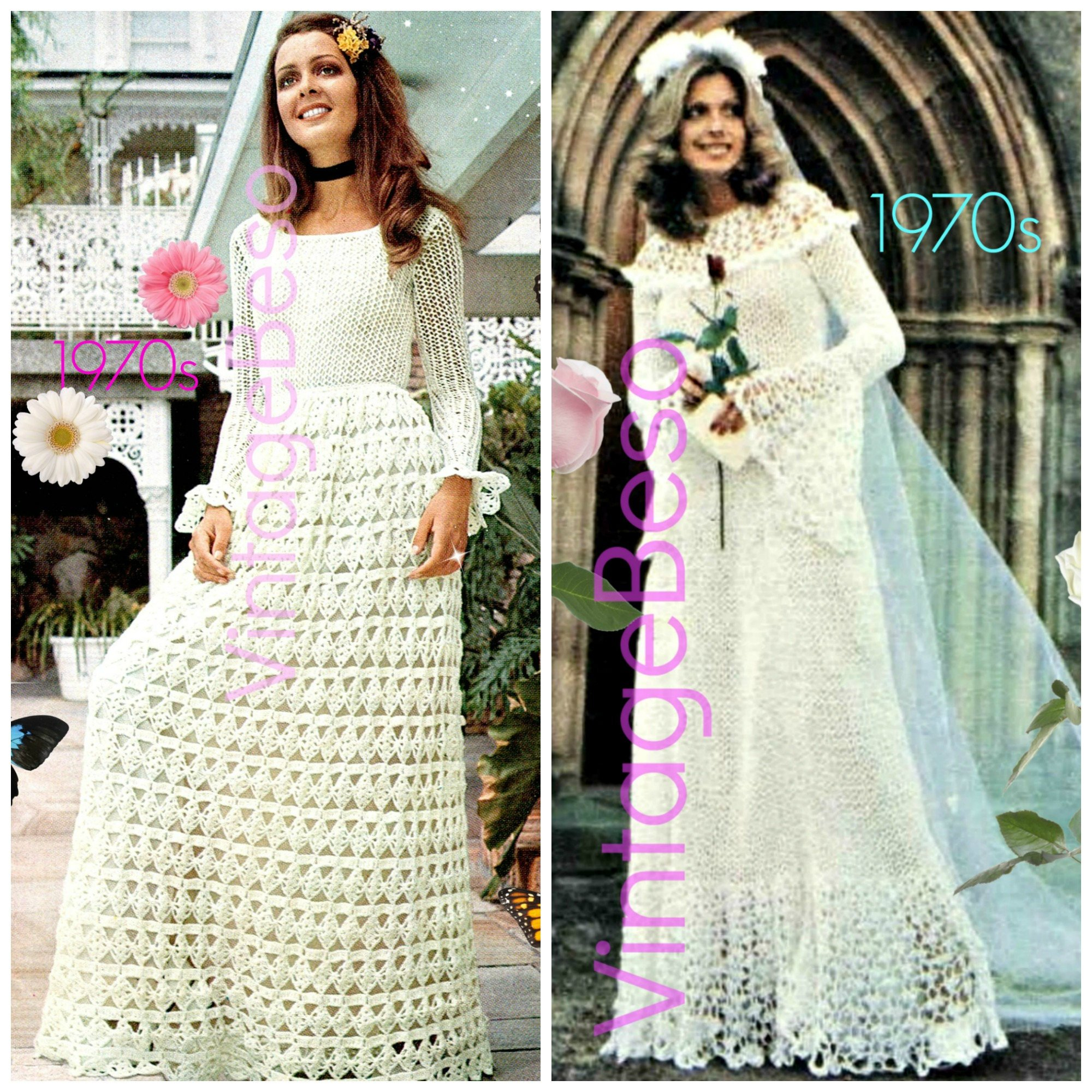 Crochet Wedding Dress Patterns Maxi Dress Crochet Knitting Pattern Vintage 1970s Maxi Dress