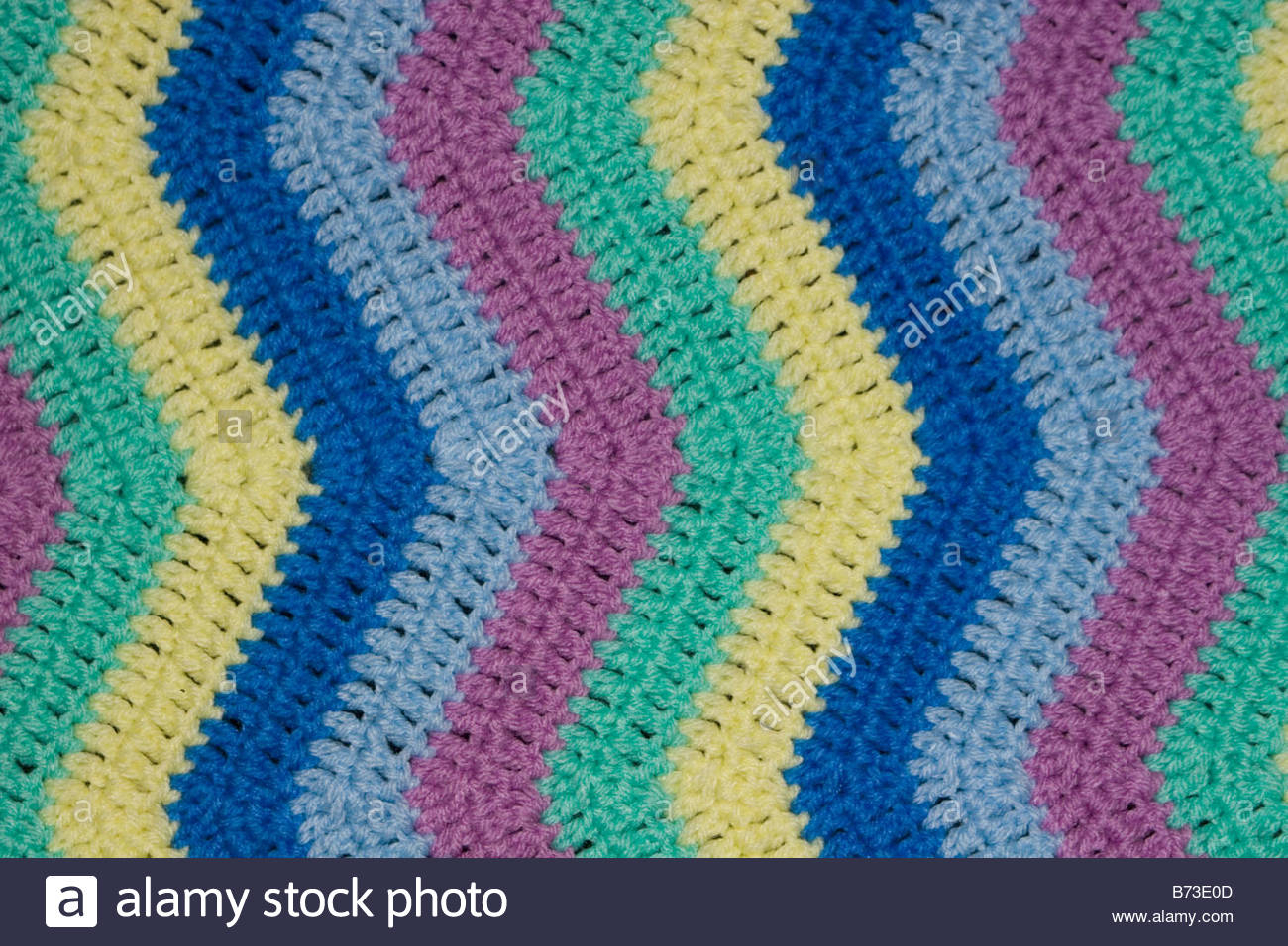Crochet Zig Zag Pattern Crochet Zig Zag Pattern Multi Color Blanket Closeup Stock Photo