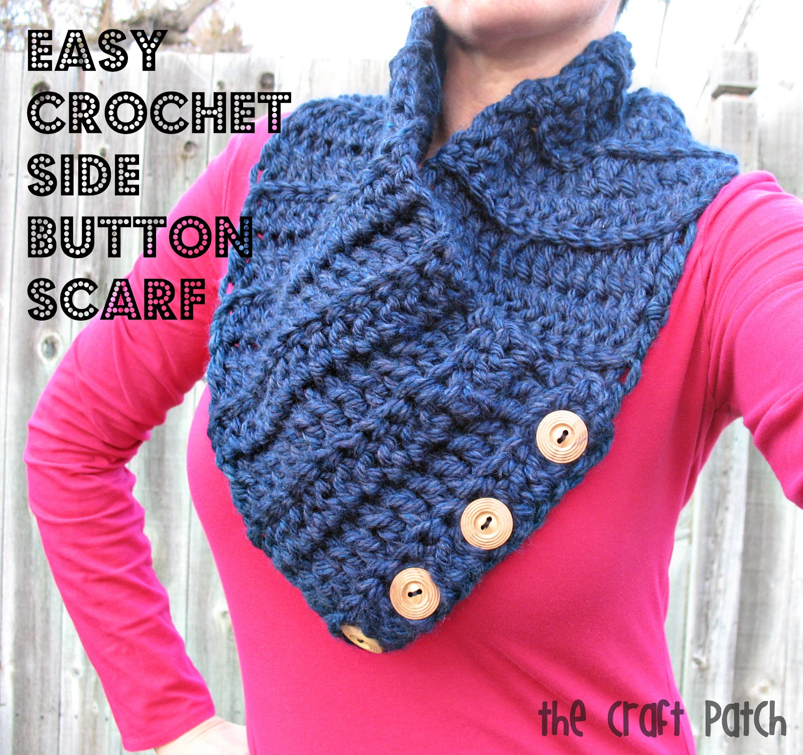 Crocheted Scarf Patterns Easy Crochet Side Button Scarf Thecraftpatchblog