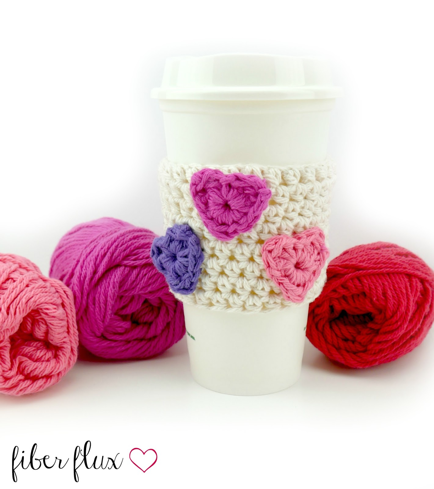 Cup Cosy Crochet Pattern Fiber Flux Free Crochet Patterncandy Hearts Cup Cozy