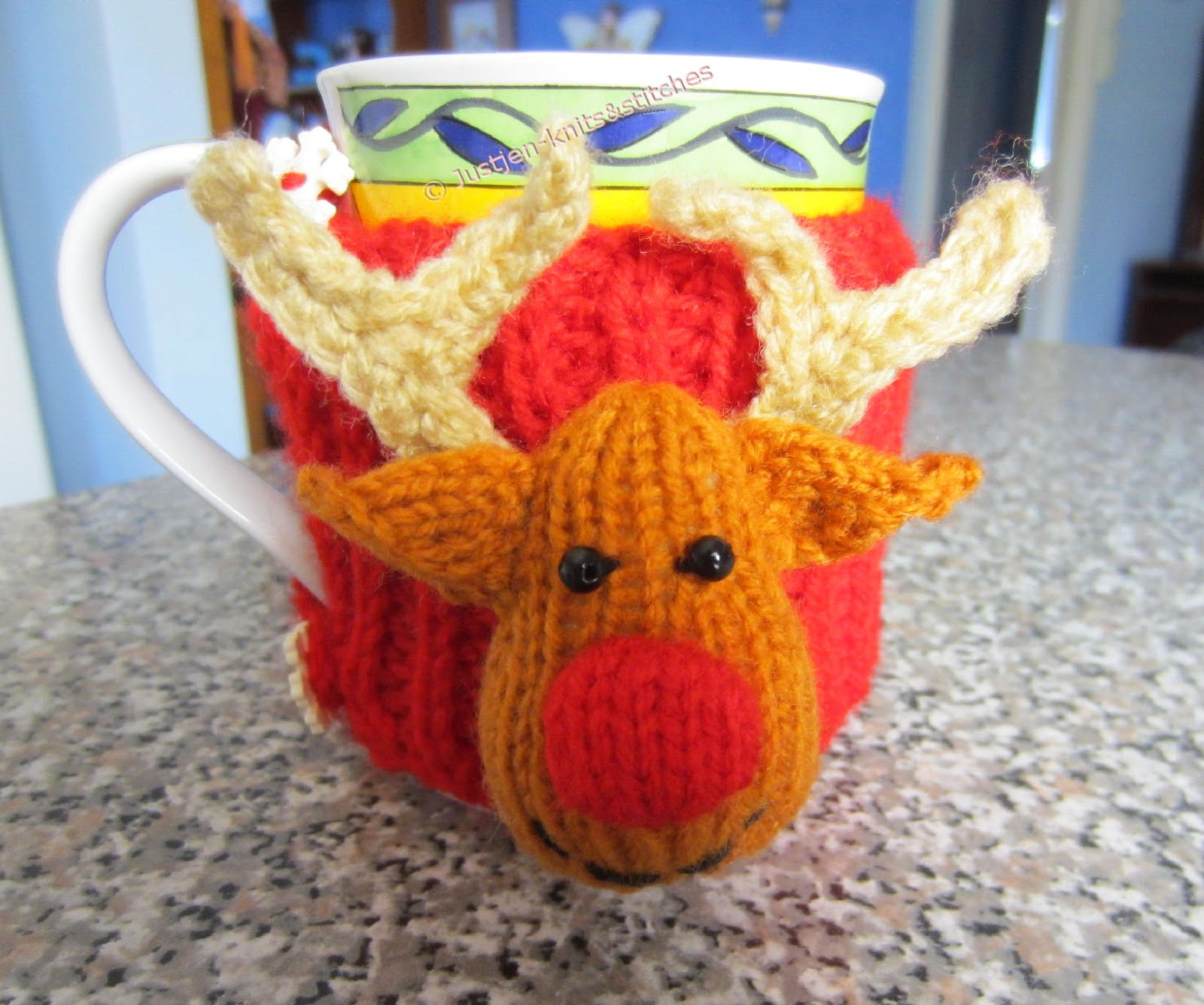 Cup Cosy Crochet Pattern Justjen Knitsstitches Reindeer Christmas Cup Cosy