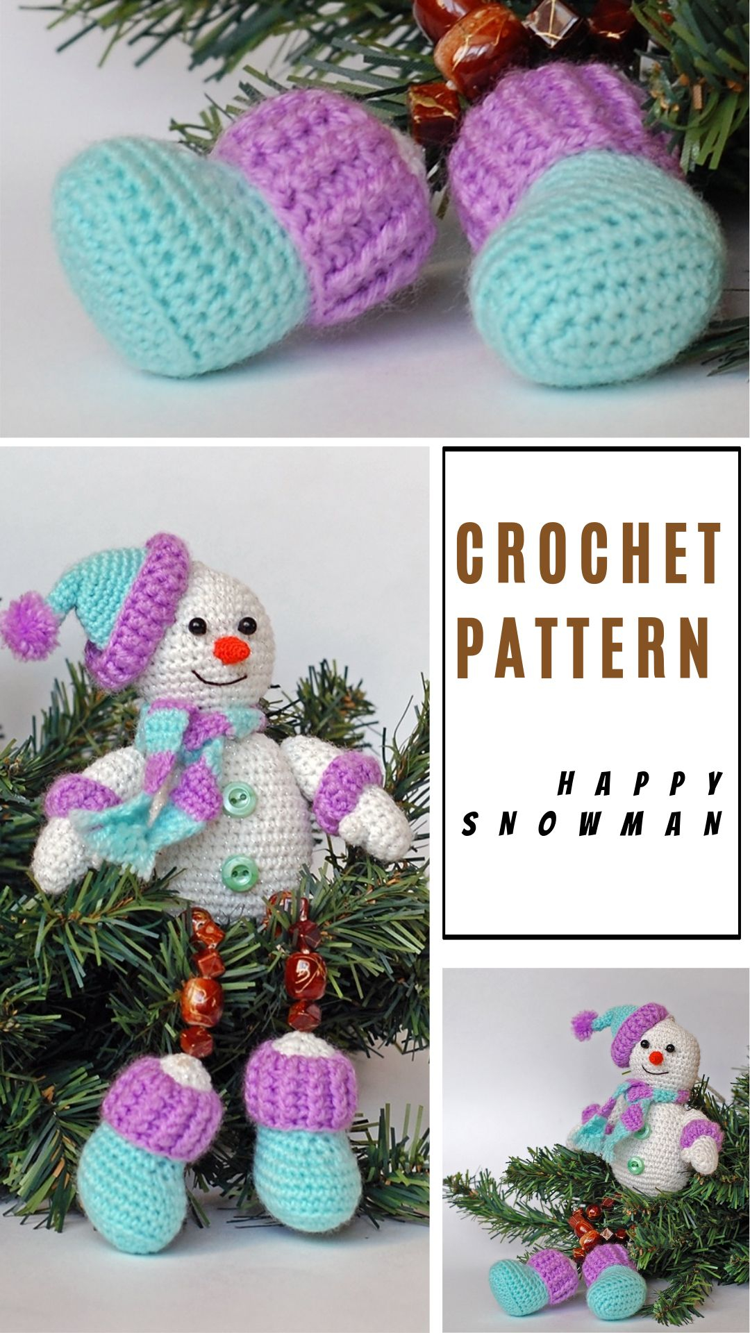 Cute Crochet Patterns Amigurumi Beaded Happy Snowman Ornament Pattern Elena Pichugina