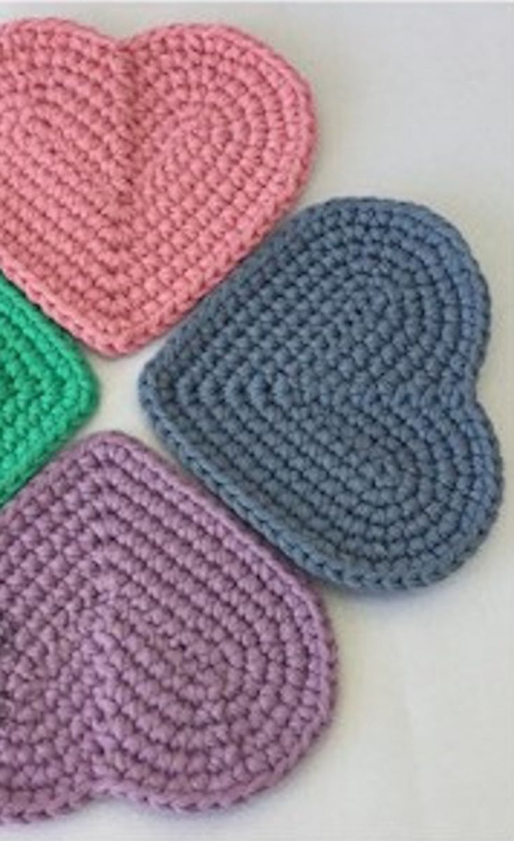 Cute Crochet Patterns Free Pattern Cute Simple Heart Shaped Coasters Knitting