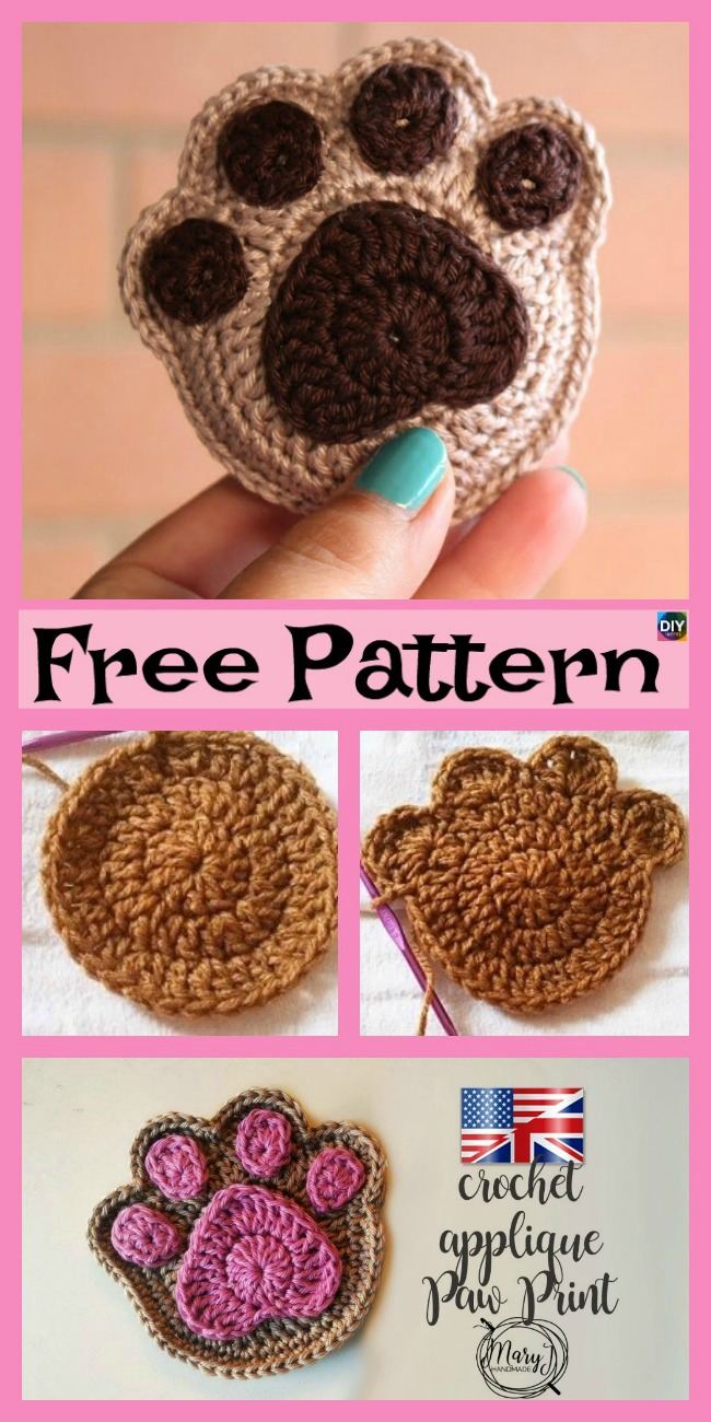 Cute Crochet Patterns Super Cute Crochet Paw Print Free Patterns Diy 4 Ever