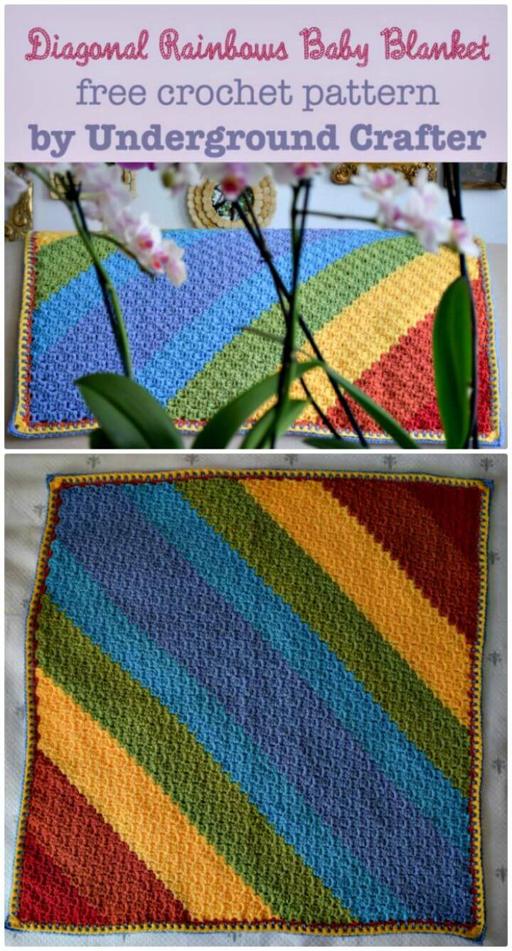 Diagonal Crochet Baby Blanket Pattern 55 Free Crochet Rainbow Patterns 14 Rainbow Blanket Diy Crafts
