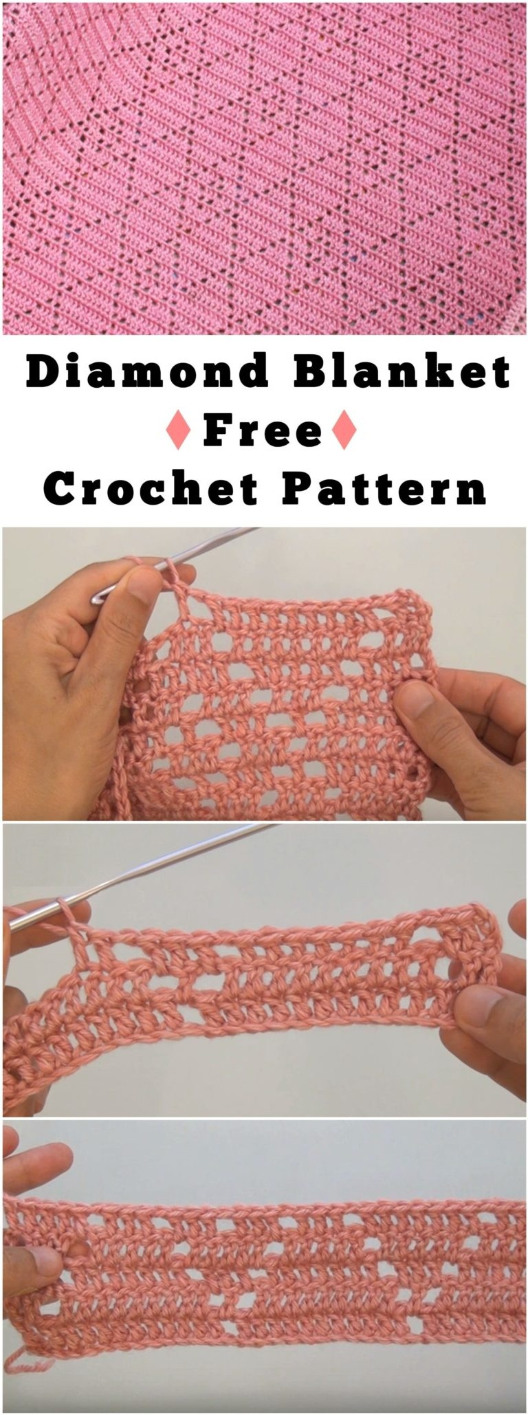 Diamond Crochet Pattern Diamond Stitch Blanket Free Crochet Pattern Yarn Hooks