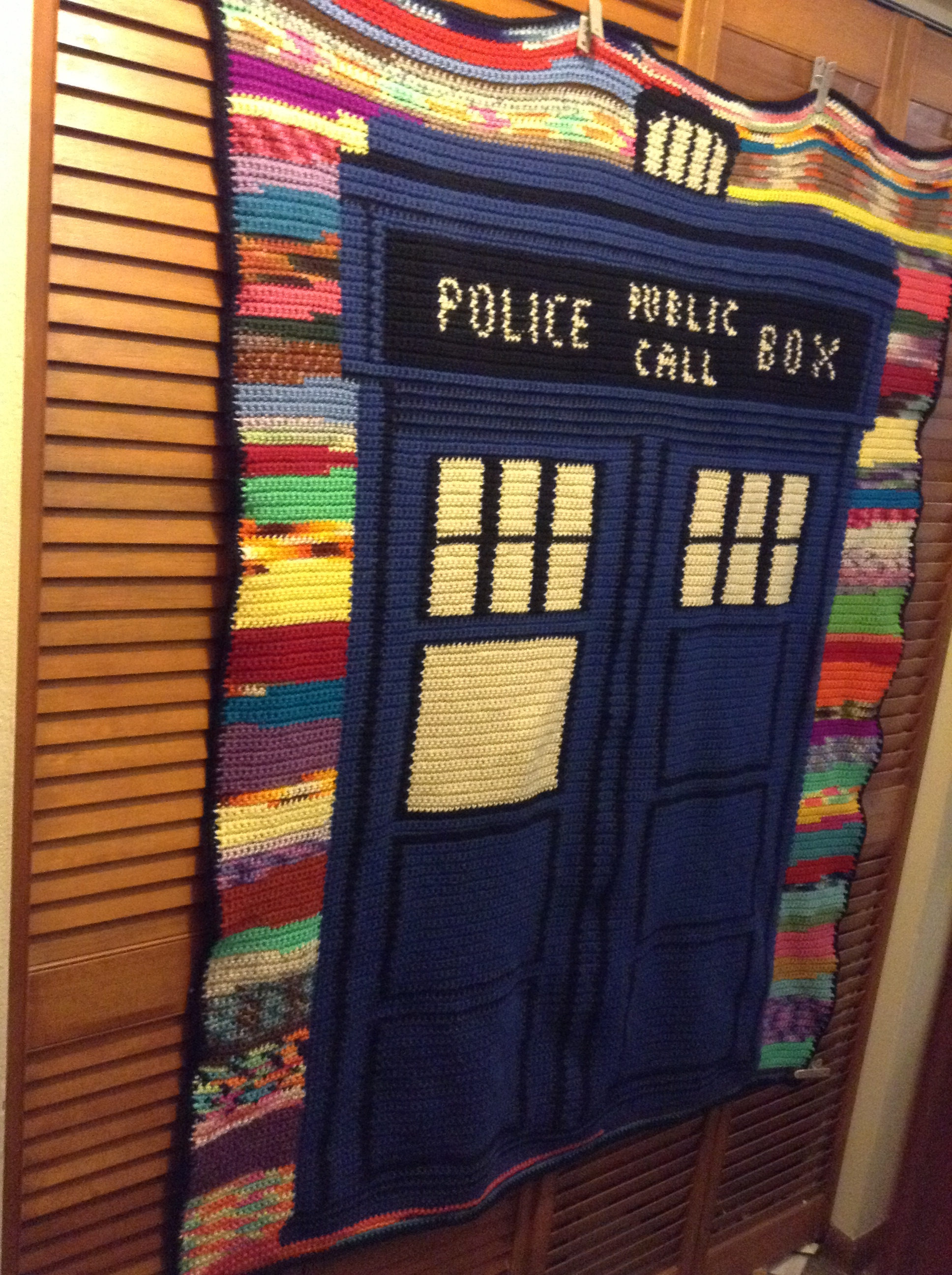Doctor Who Crochet Blanket Pattern Scrappy Tardis Afghan Pattern With Chart Happyhookers Blog