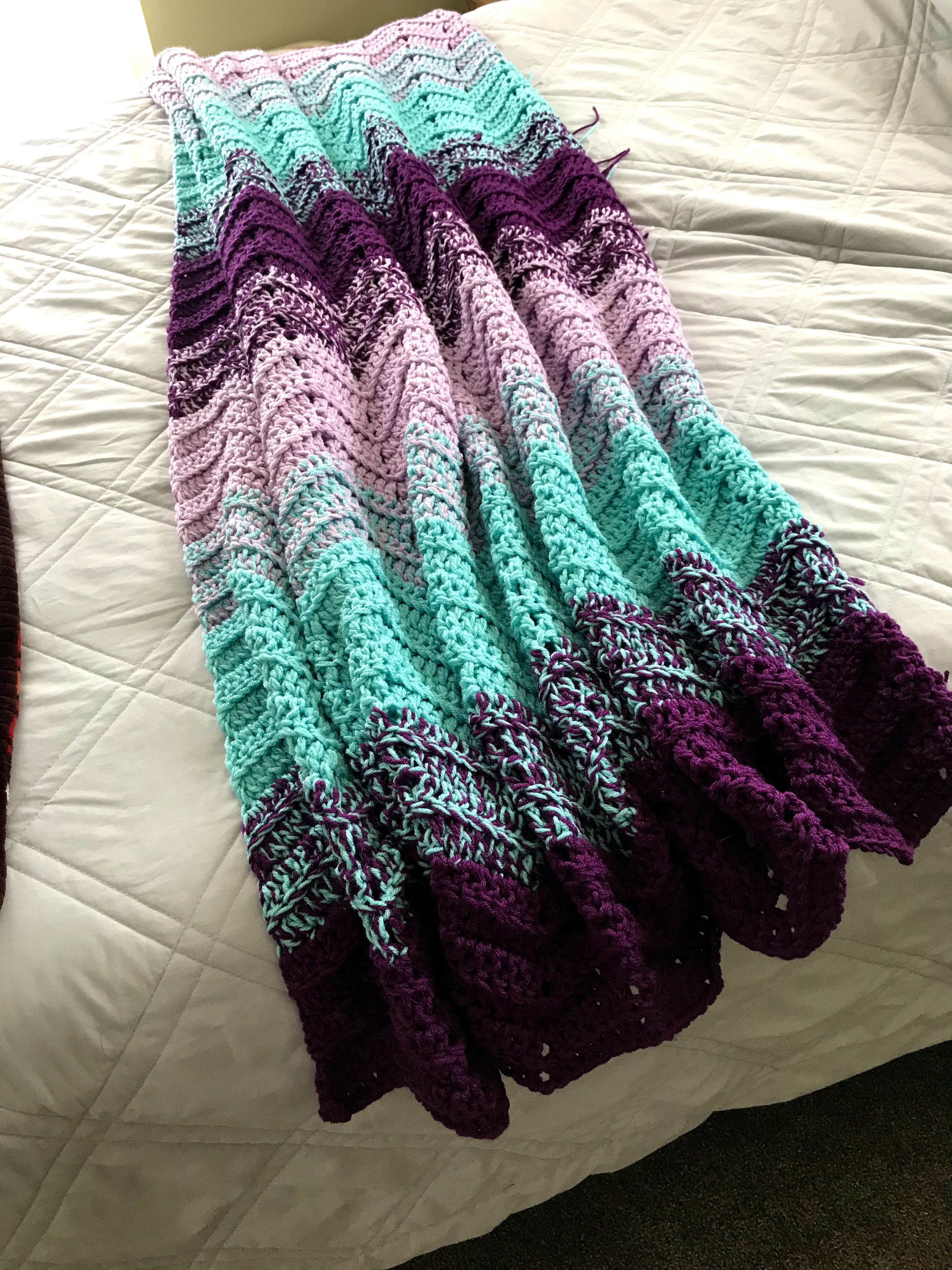 Double Crochet Chevron Pattern Finished Blanket I Made For A Friends Birthday Double Crochet