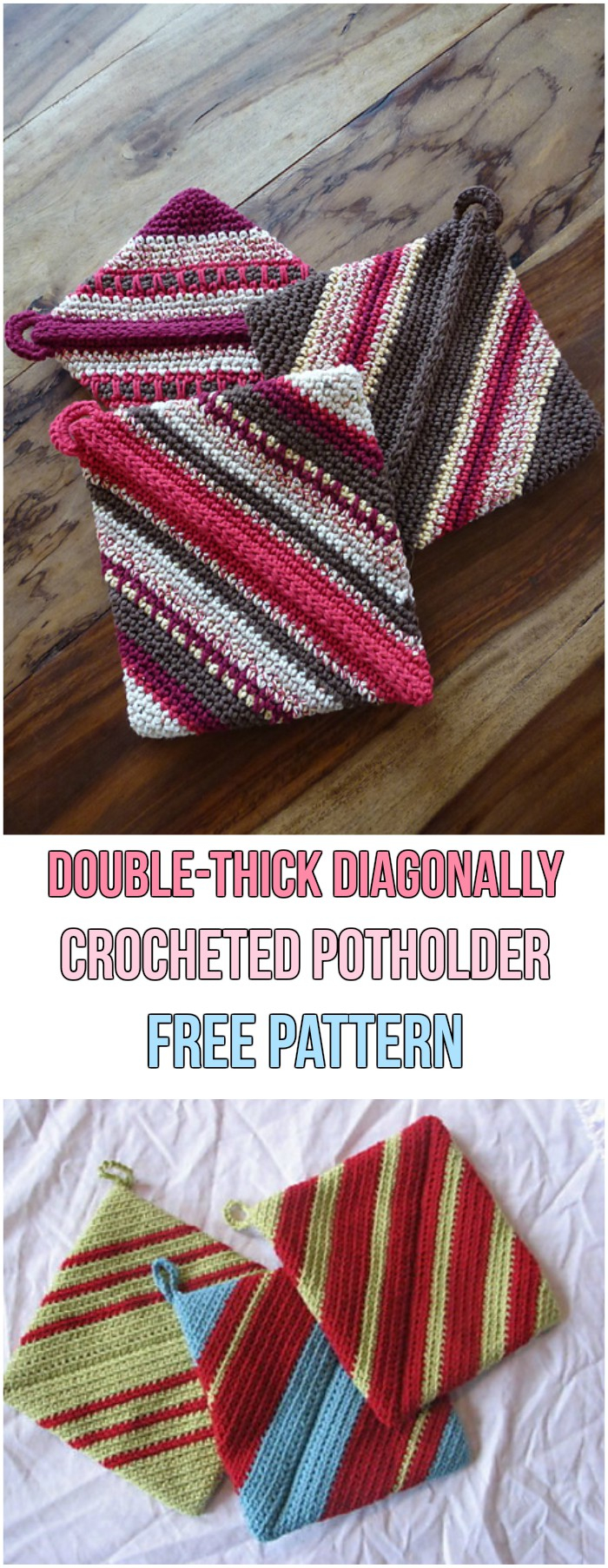 Double Thick Diagonal Crochet Potholder Pattern Granny Square Crochet Potholders Free Patterns Niftygranny