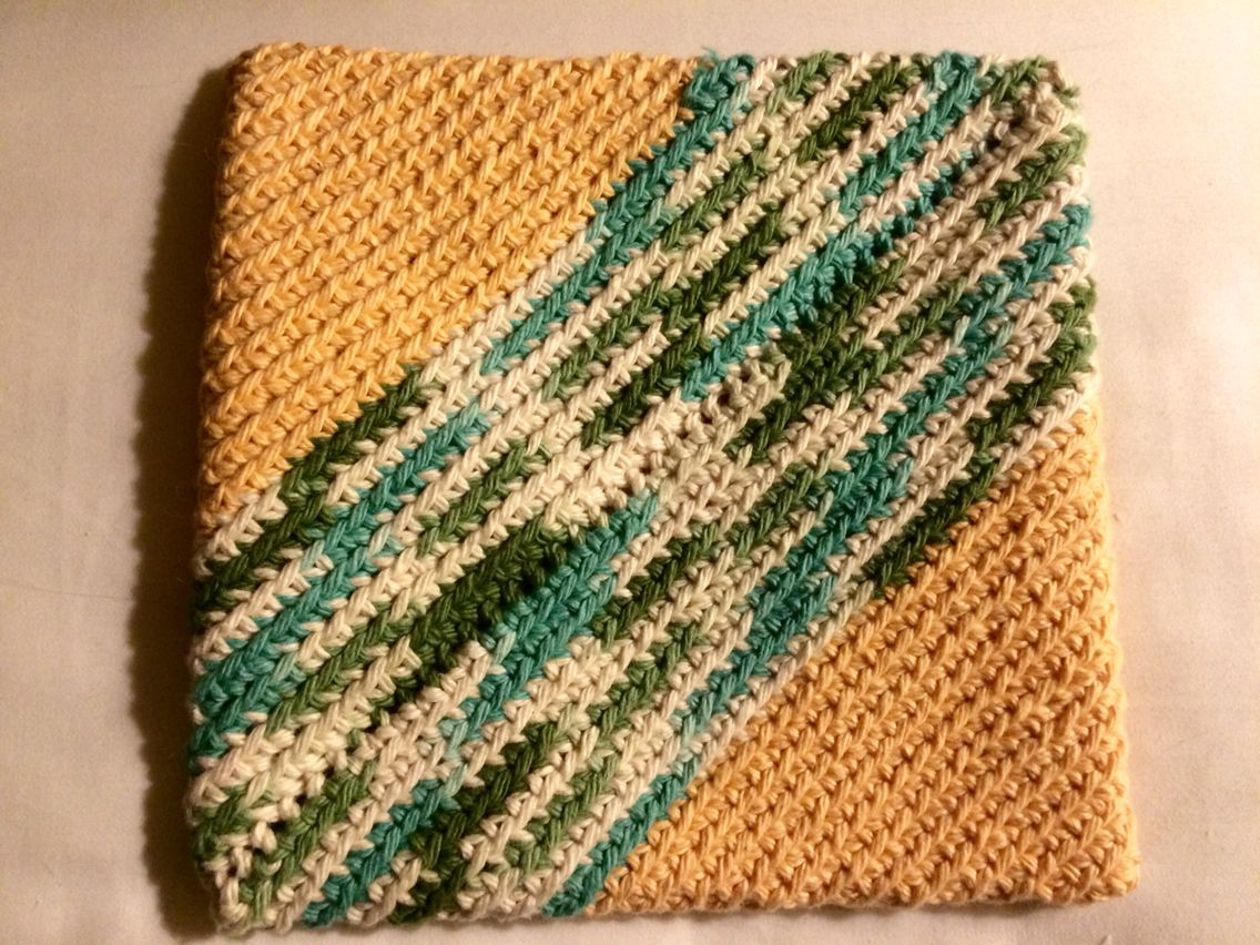 Double Thick Diagonal Crochet Potholder Pattern Scrap Yarn Project I Made A Double Thick Diagonally Crocheted